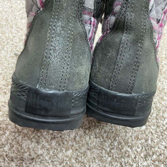 Converse Pink and Gray Plaid High-Top Boots - Picture 3 of 8